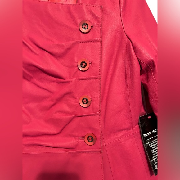 Pamela Mccoy Pink Leather Jacket size small nwt - Picture 3 of 9